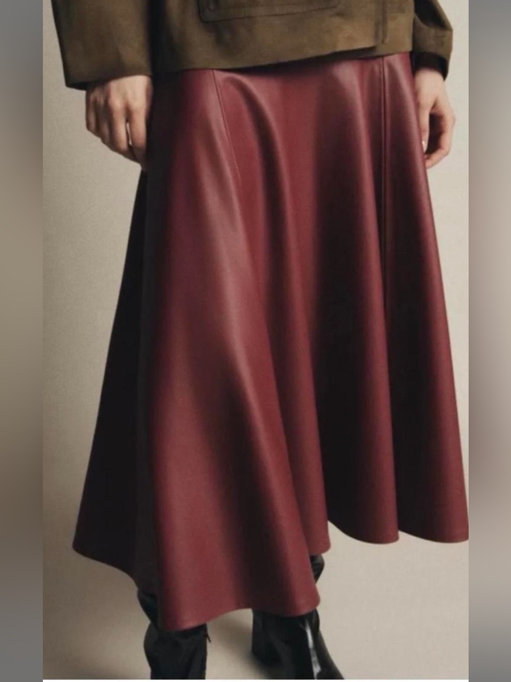 Zara Wine Faux-Leather Maxi Skirt
